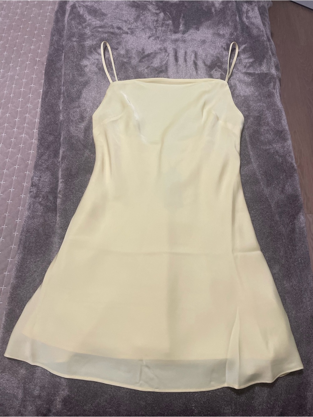 Aritzia Butter Yellow Slip Mini Dress with Spaghetti Straps